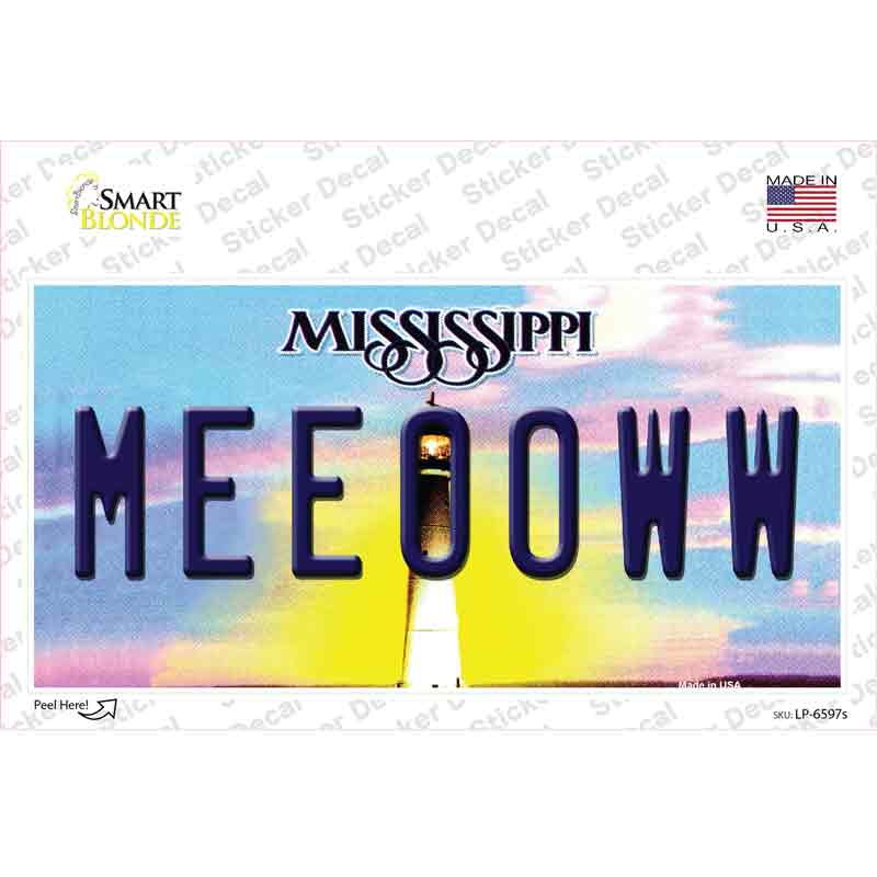 LP-6597s-M Meeooww Mississippi Novelty Sticker Decal - Medium