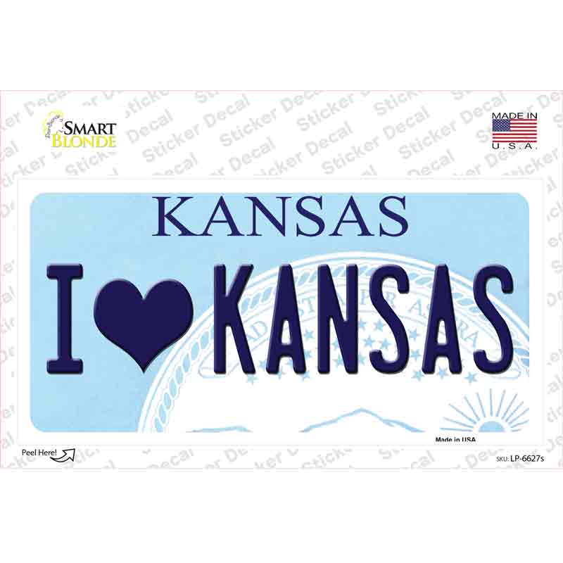 LP-6627s-M I Love Kansas Novelty Sticker Decal - Medium