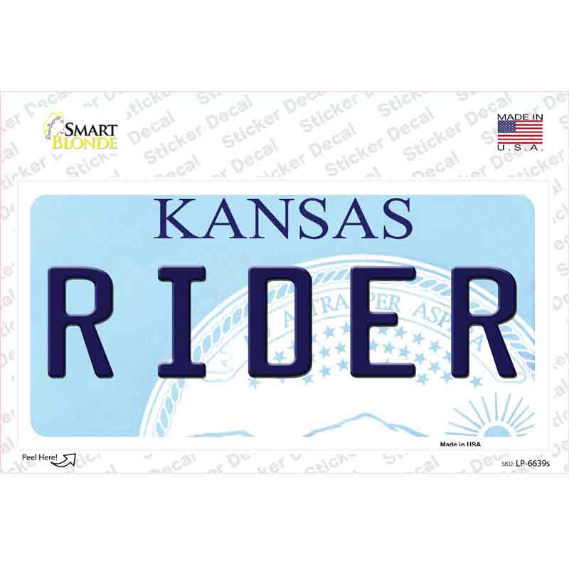 LP-6639s-M Rider Kansas Novelty Sticker Decal - Medium