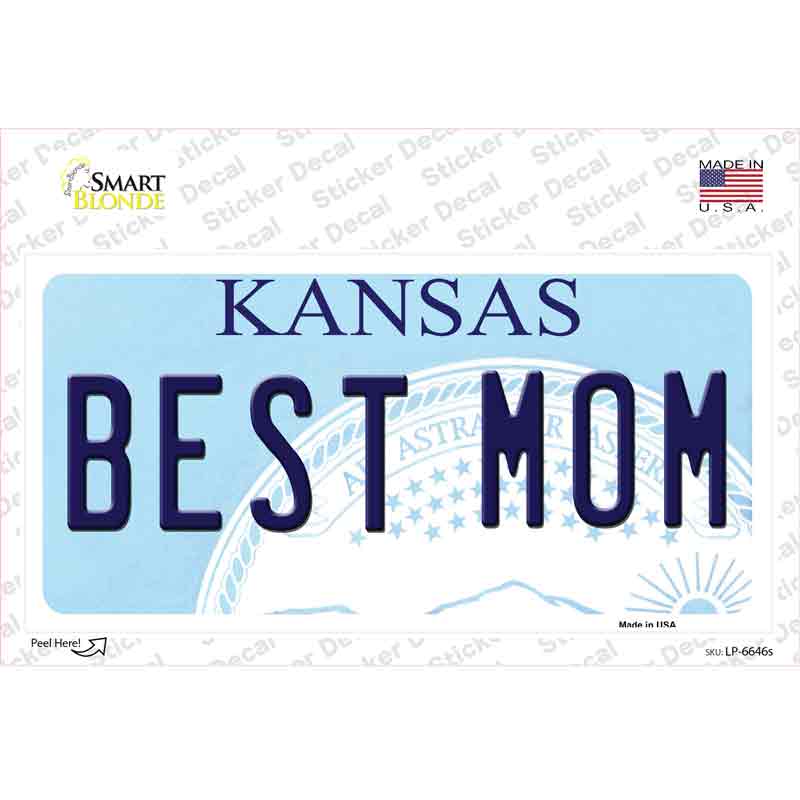 LP-6646s-M Best Mom Kansas Novelty Sticker Decal - Medium