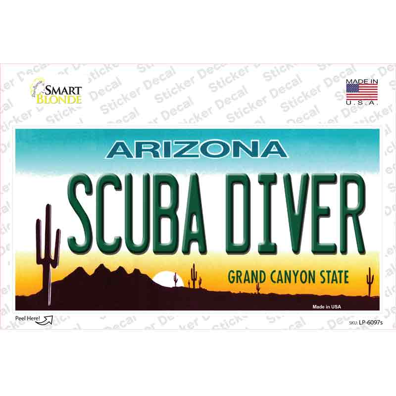LP-6097s-M Arizona Scuba Diver Novelty Sticker Decal - Medium