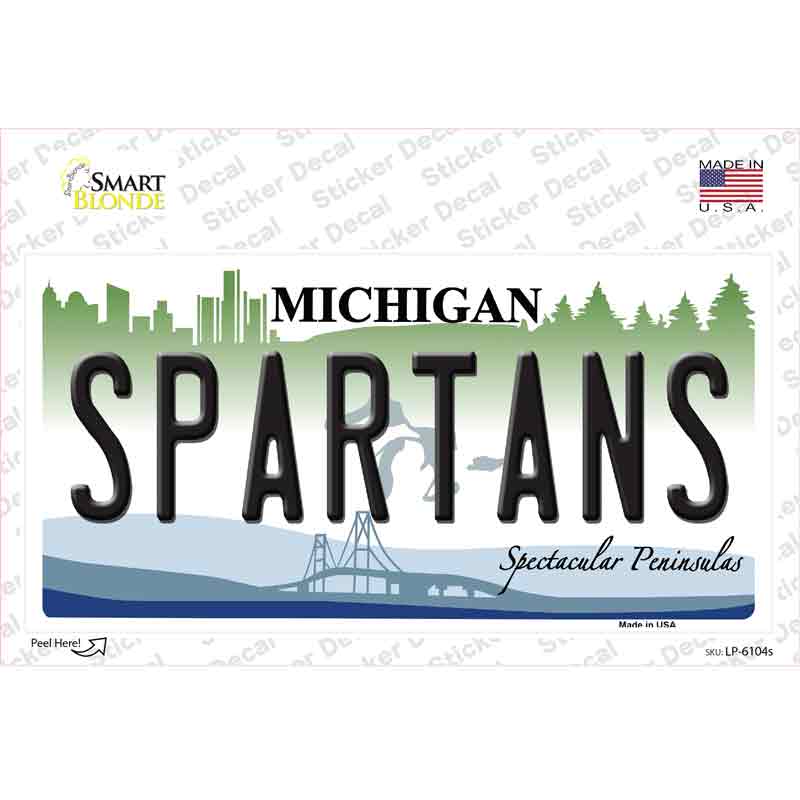 LP-6104s-M Spartans Michigan Novelty Sticker Decal - Medium