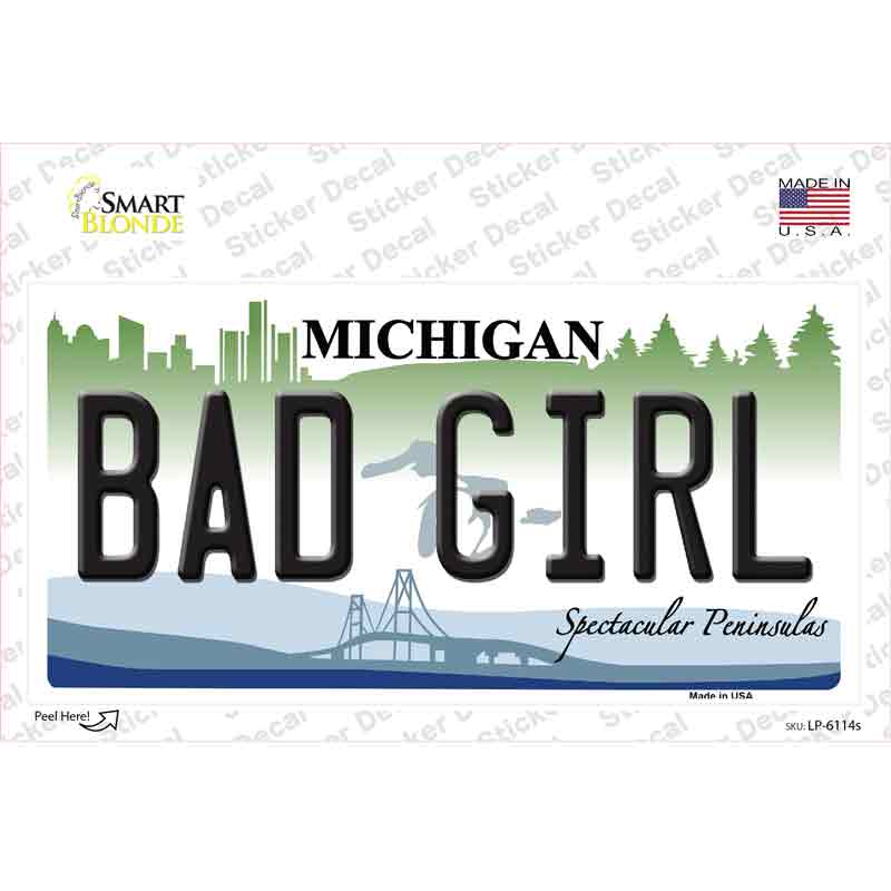 LP-6114s-M Bad Girl Michigan Novelty Sticker Decal - Medium