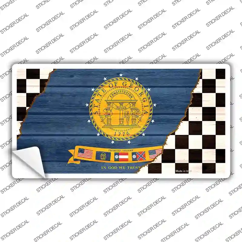 LP-13695s-S Georgia Racing Flag Novelty Sticker Decal - Small