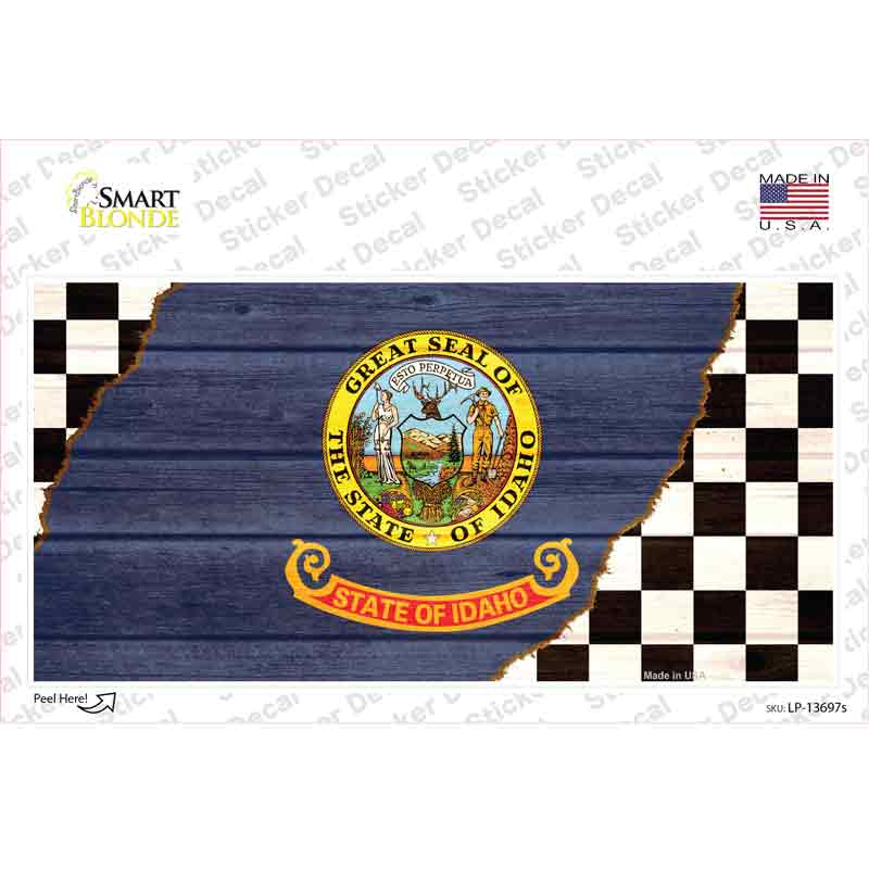 LP-13697s-M Idaho Racing Flag Novelty Sticker Decal - Medium