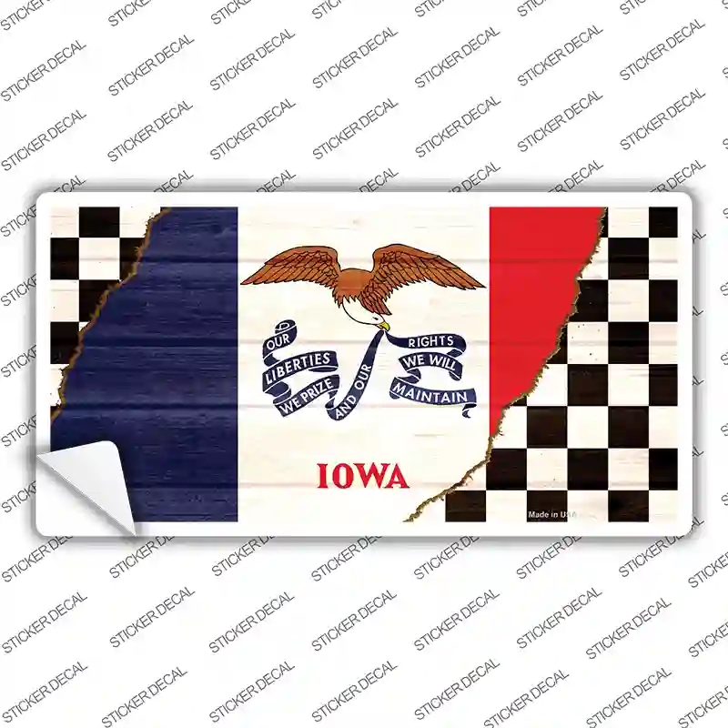 LP-13700s-L Iowa Racing Flag Novelty Sticker Decal - Large