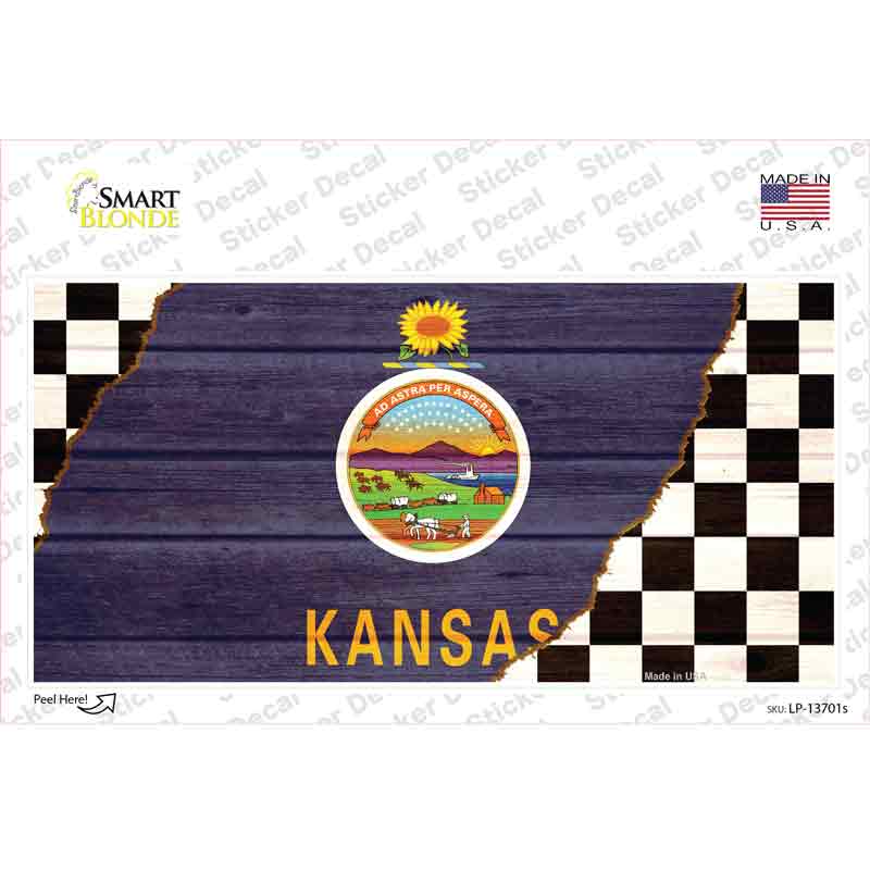 LP-13701s-M Kansas Racing Flag Novelty Sticker Decal - Medium