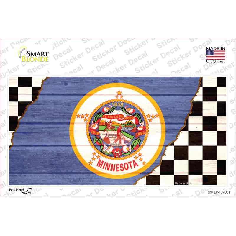 LP-13708s-M Minnesota Racing Flag Novelty Sticker Decal - Medium