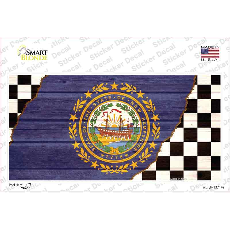 LP-13714s-M   Hampshire Racing Flag Novelty Sticker Decal - Medium