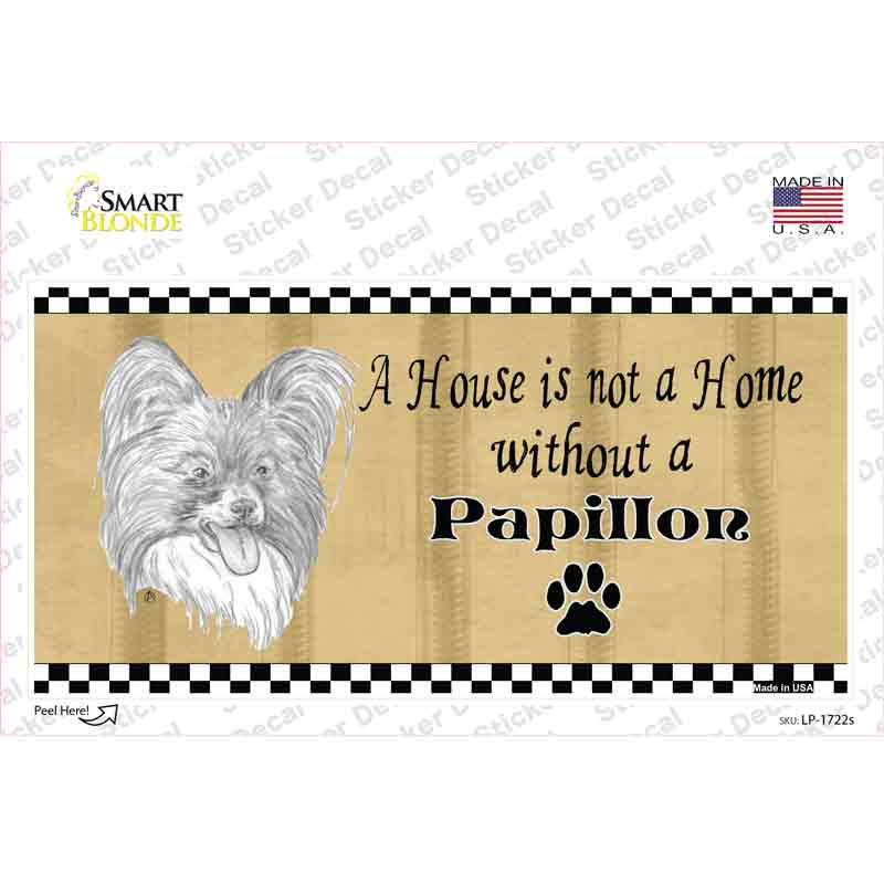 LP-1722s-M Pencil Sketch Papillon Novelty Sticker Decal - Medium