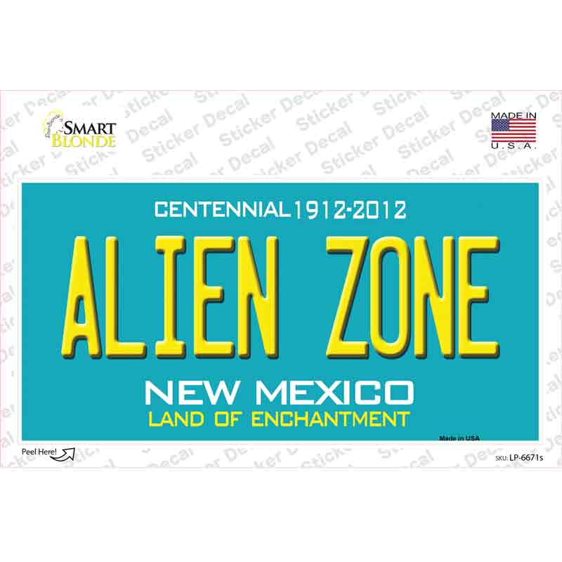LP-6671s-M Alien Zone   Mexico State Novelty Sticker Decal - Medium