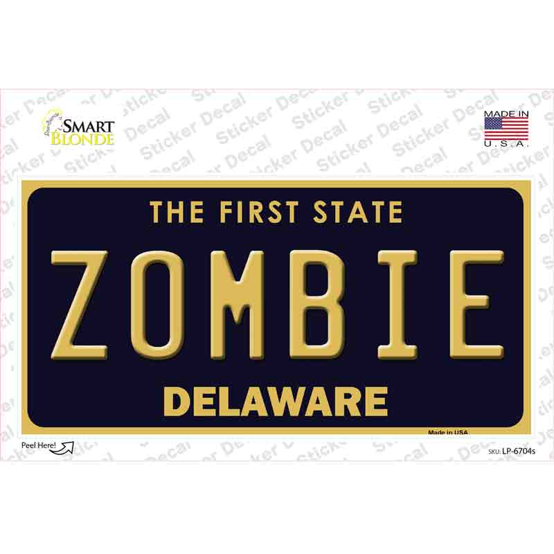 LP-6704s-M Zombie Delaware Novelty Sticker Decal - Medium