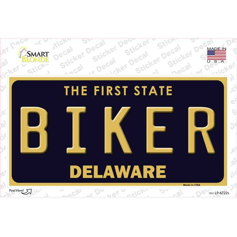 LP-6722s-M Biker Delaware Novelty Sticker Decal - Medium