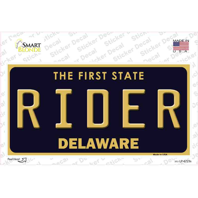 LP-6723s-M Rider Delaware Novelty Sticker Decal - Medium