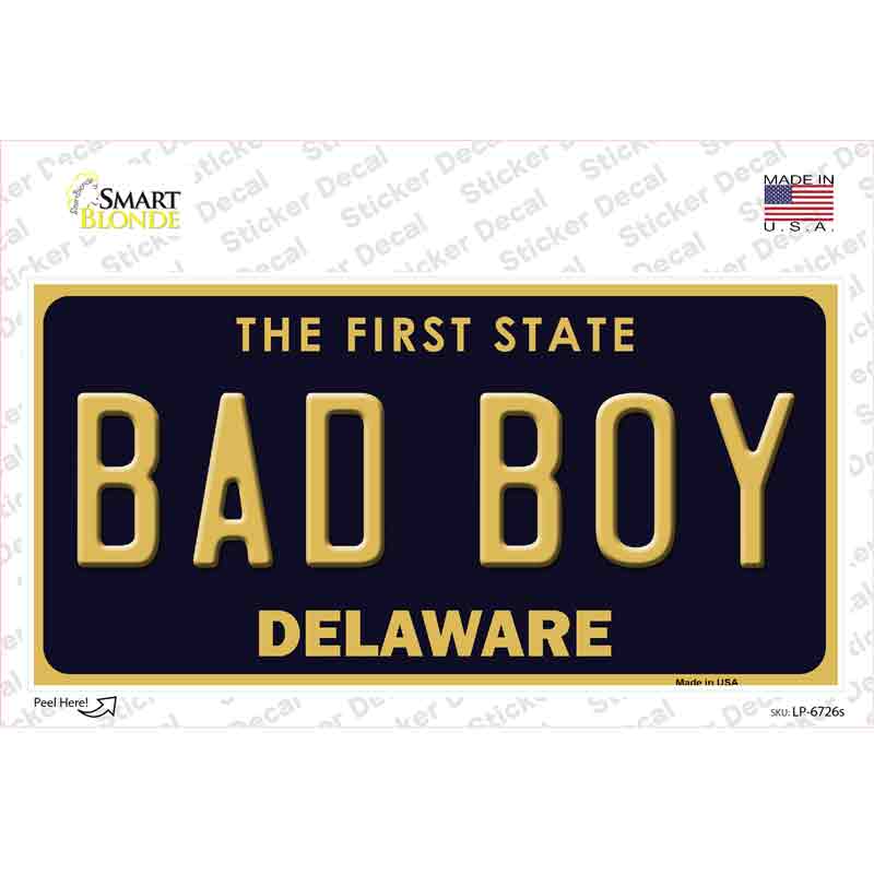 LP-6726s-M Bad Boy Delaware Novelty Sticker Decal - Medium