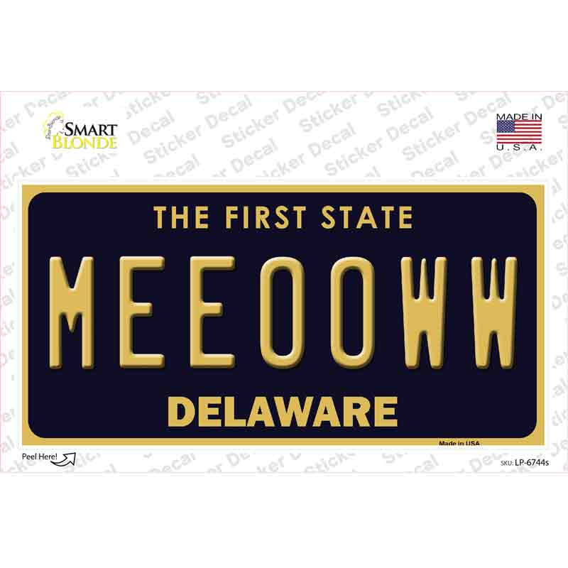 LP-6744s-M Meeooww Delaware Novelty Sticker Decal - Medium