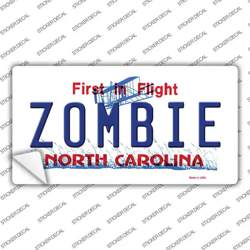 LP-6751s-S Zombie North Carolina Novelty Sticker Decal - Small
