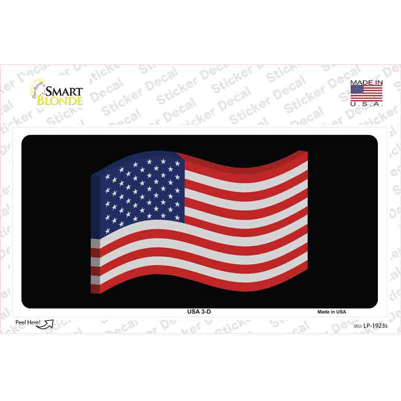 LP-1923s-M USA 3-D Flag Novelty Sticker Decal - Medium