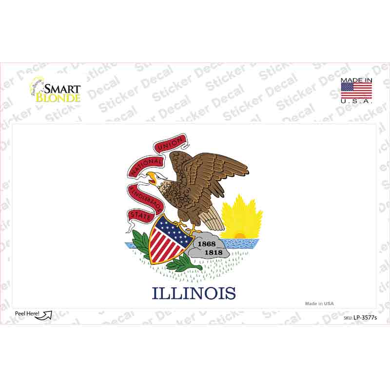 LP-3577s-M Illinois State Flag Novelty Sticker Decal - Medium