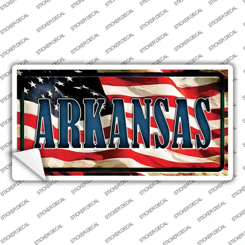 LP-3615s-S Arkansas on American Flag Novelty Sticker Decal - Small