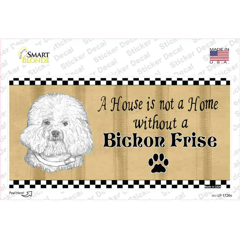 LP-1726s-M Pencil Sketch Bichon Frise Novelty Sticker Decal - Medium