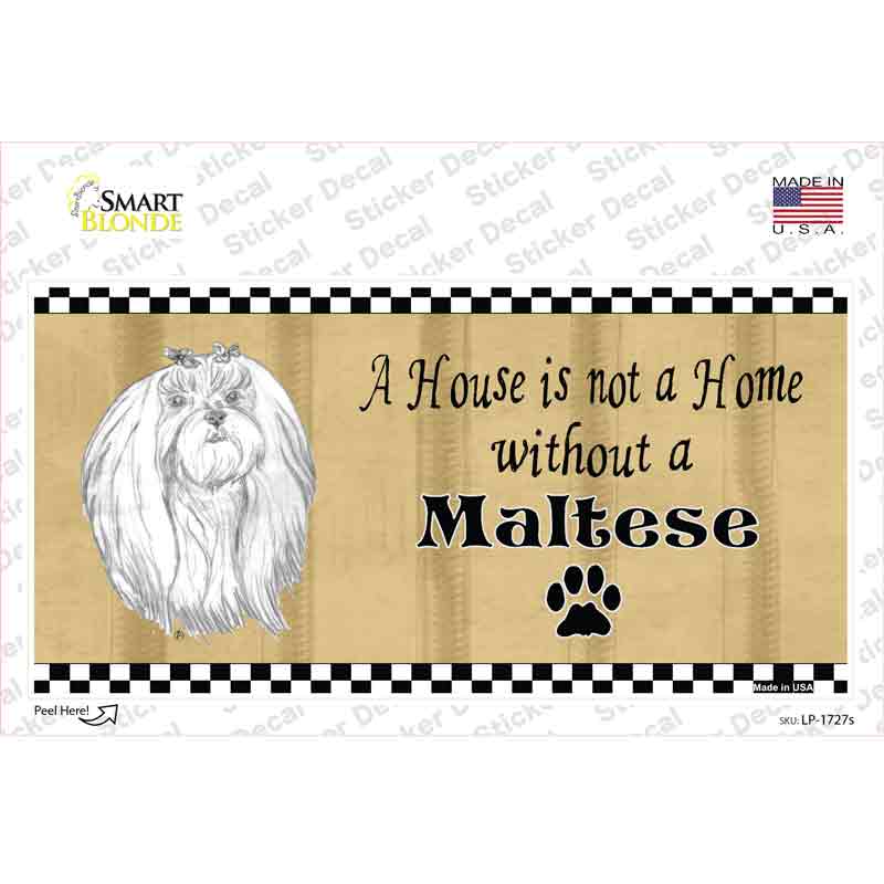 LP-1727s-M Pencil Sketch Maltese Novelty Sticker Decal - Medium