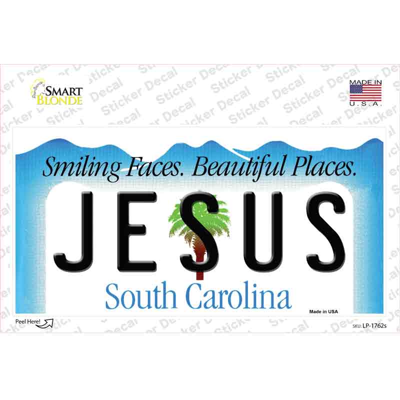 LP-1762s-M Jesus South Carolina Background Novelty Sticker Decal - Medium
