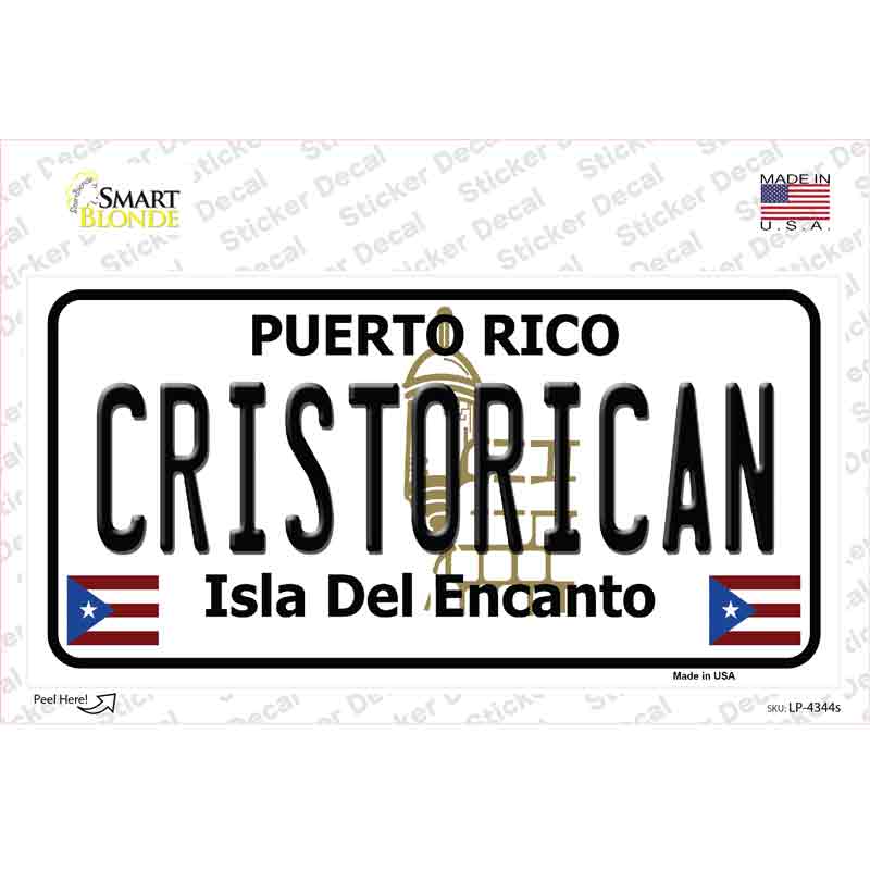LP-4344s-M Cristorican Puerto Rico Novelty Sticker Decal - Medium
