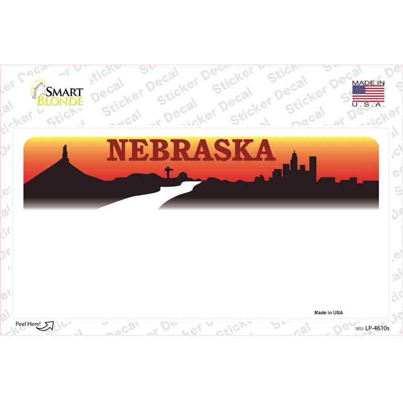 LP-4610s-M Nebraska State Background Novelty Sticker Decal - Medium