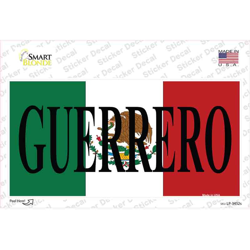 LP-3452s-M Guerrero Mexico Background Novelty Sticker Decal - Medium
