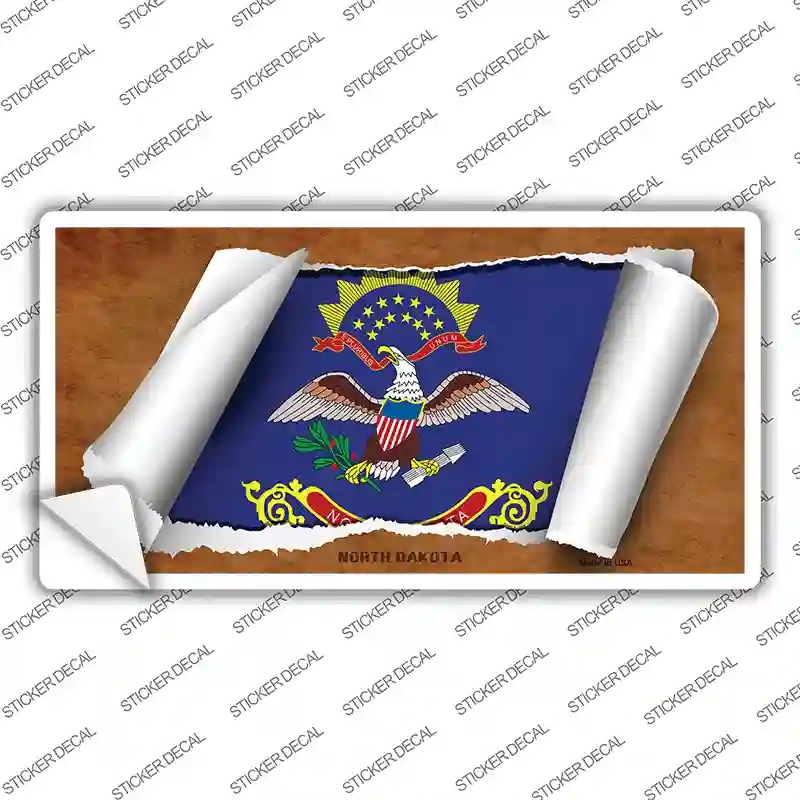 LP-9040s-S North Dakota Flag Scroll Novelty Sticker Decal - Small