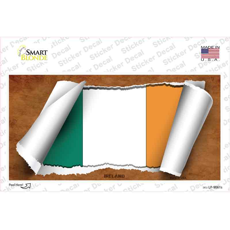 LP-9061s-M Ireland Flag Scroll Novelty Sticker Decal - Medium