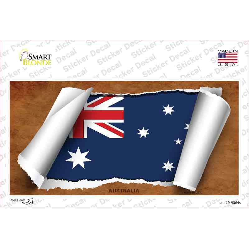 LP-9064s-M Australia Flag Scroll Novelty Sticker Decal - Medium