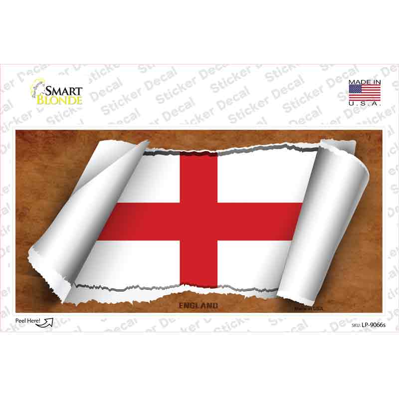 LP-9066s-M England Flag Scroll Novelty Sticker Decal - Medium