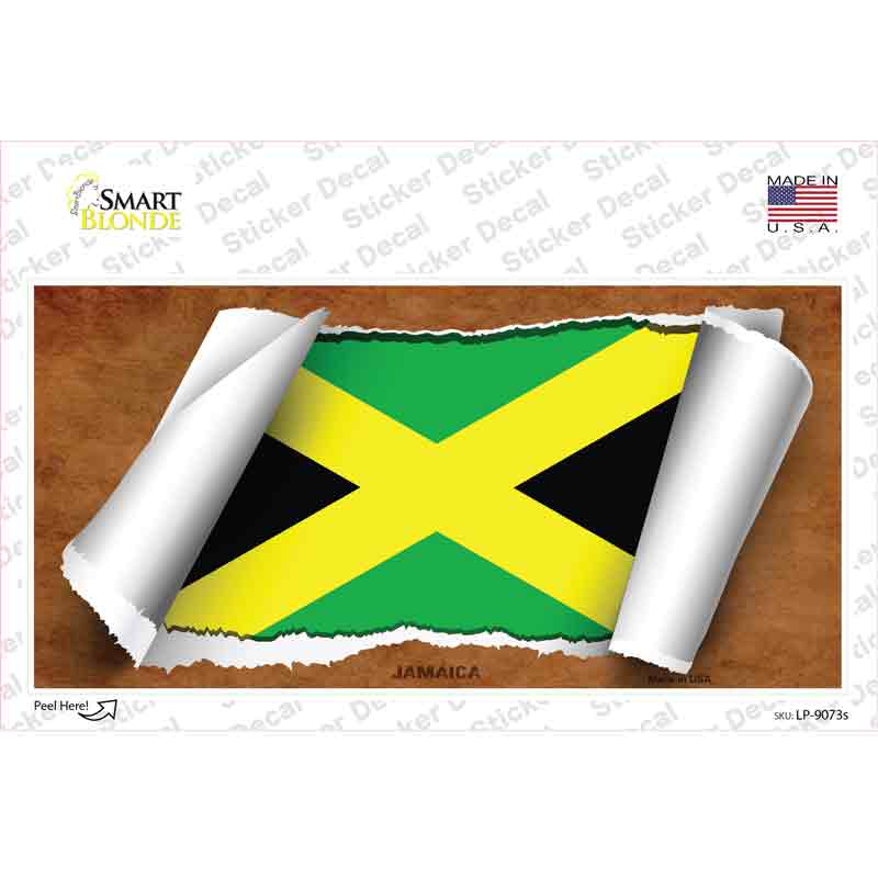 LP-9073s-M Jamaica Flag Scroll Novelty Sticker Decal - Medium