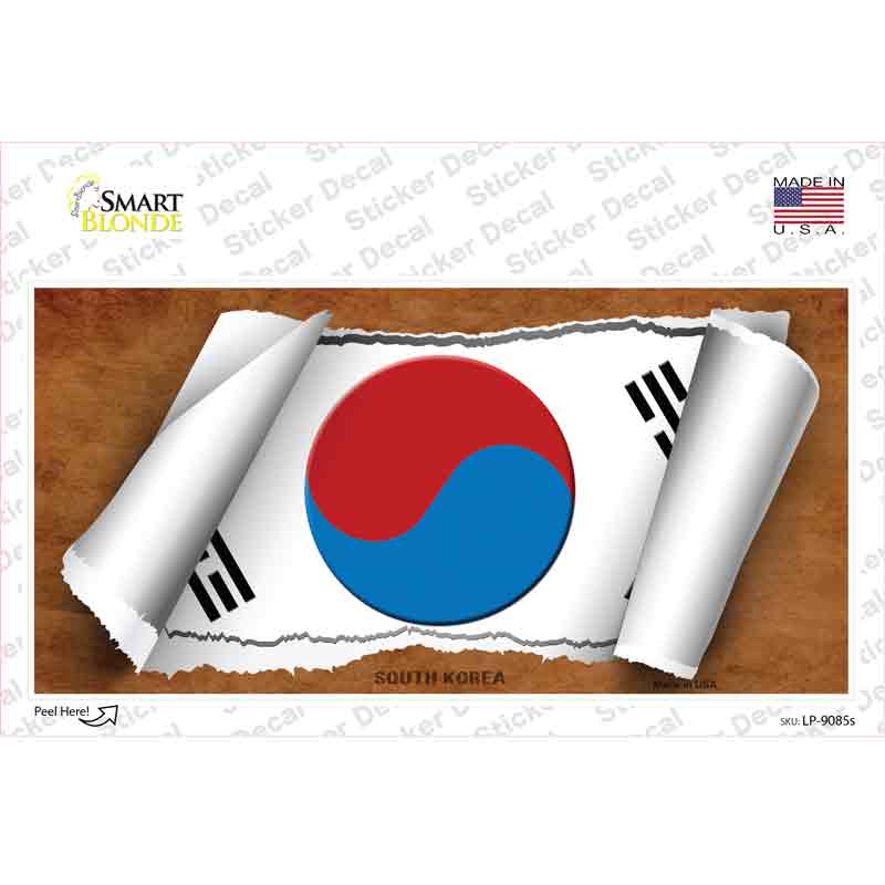 LP-9085s-M South Korea Flag Scroll Novelty Sticker Decal - Medium
