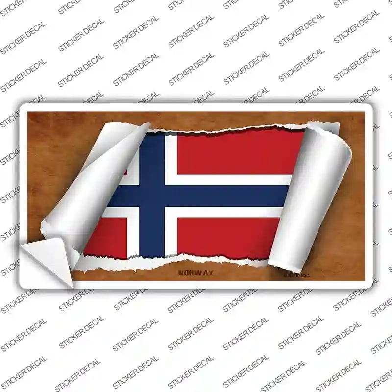 LP-9091s-L Norway Flag Scroll Novelty Sticker Decal - Large