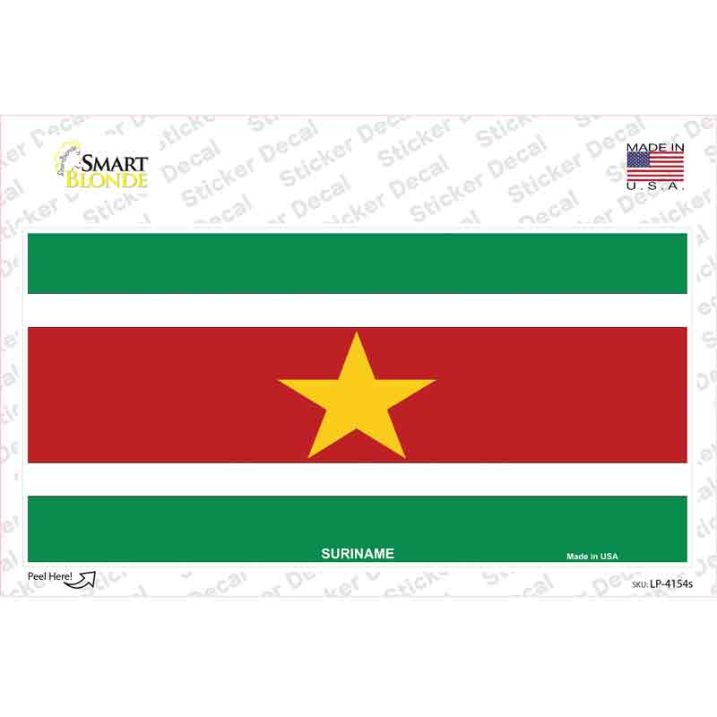 LP-4154s-M Suriname Flag Novelty Sticker Decal - Medium
