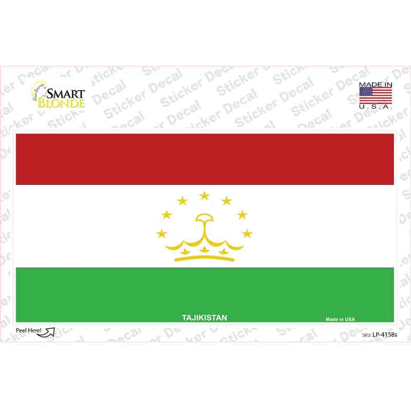 LP-4158s-M Tajikistan Flag Novelty Sticker Decal - Medium
