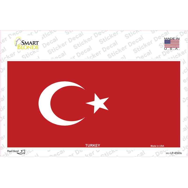 LP-4163s-M Turkey Flag Novelty Sticker Decal - Medium