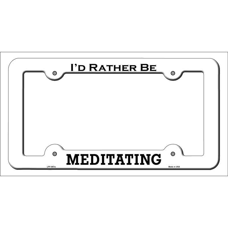 LPF-067w 12 x 6 in. Meditating Novelty Metal License Plate Frame, White