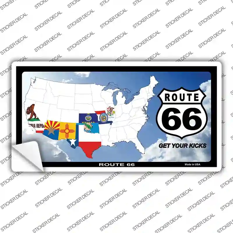 LP-4347s-XL Route 66 8 Flags Clouds Novelty Sticker Decal - Extra Large