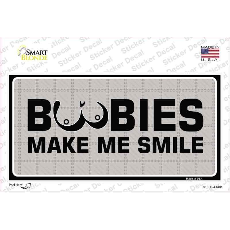 LP-4348s-M Boobies Make Me Smile Novelty Sticker Decal - Medium