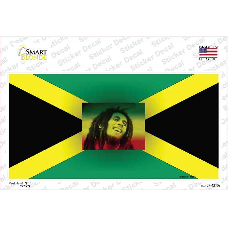 LP-4215s-M Jamaica Flag Bob Marley Novelty Sticker Decal - Medium