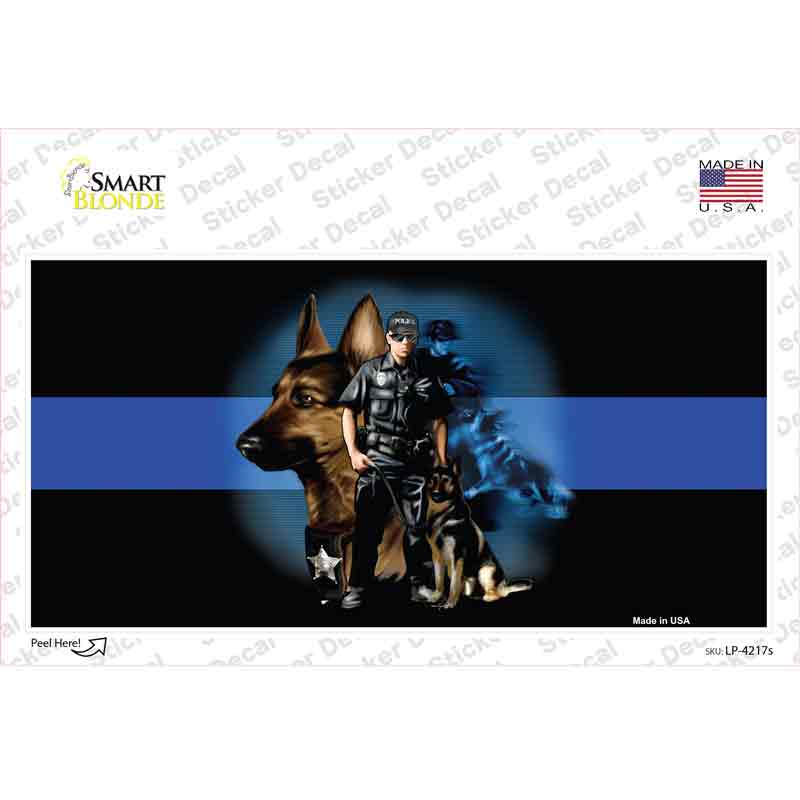 LP-4217s-M Thin Blue Line Police K-9 Novelty Sticker Decal - Medium