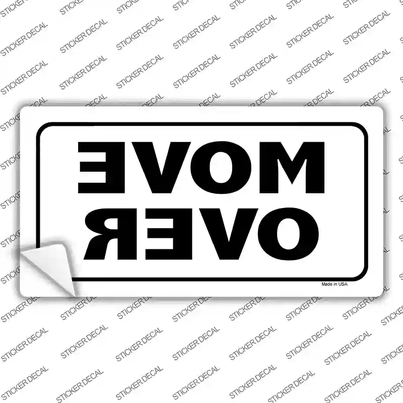 LP-424s-S Move Over Mirrored White Novelty Sticker Decal - Small