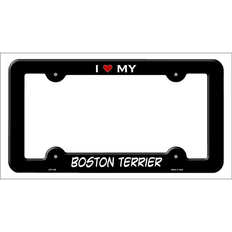 LPF-198b 12 x 6 in. Boston Terrier Novelty Metal License Plate Frame, Black