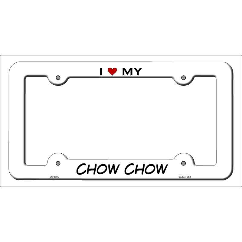 LPF-202w 12 x 6 in. Chow Chow Novelty Metal License Plate Frame, White