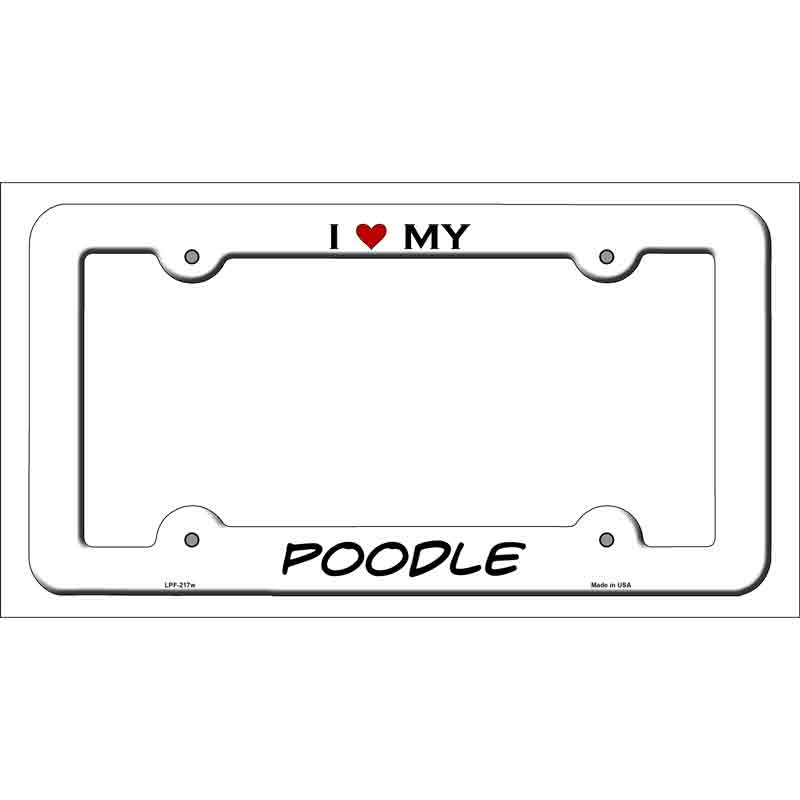 LPF-217w 12 x 6 in. Poodle Novelty Metal License Plate Frame, White
