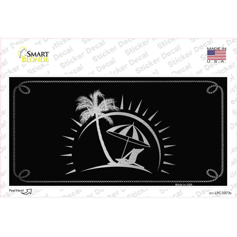 LPC-1073s-M Beach Black Brushed Chrome Novelty Sticker Decal - Medium